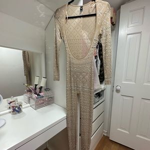 Iridescent Stunner Rhinestone-Embellished Sheer Catsuit